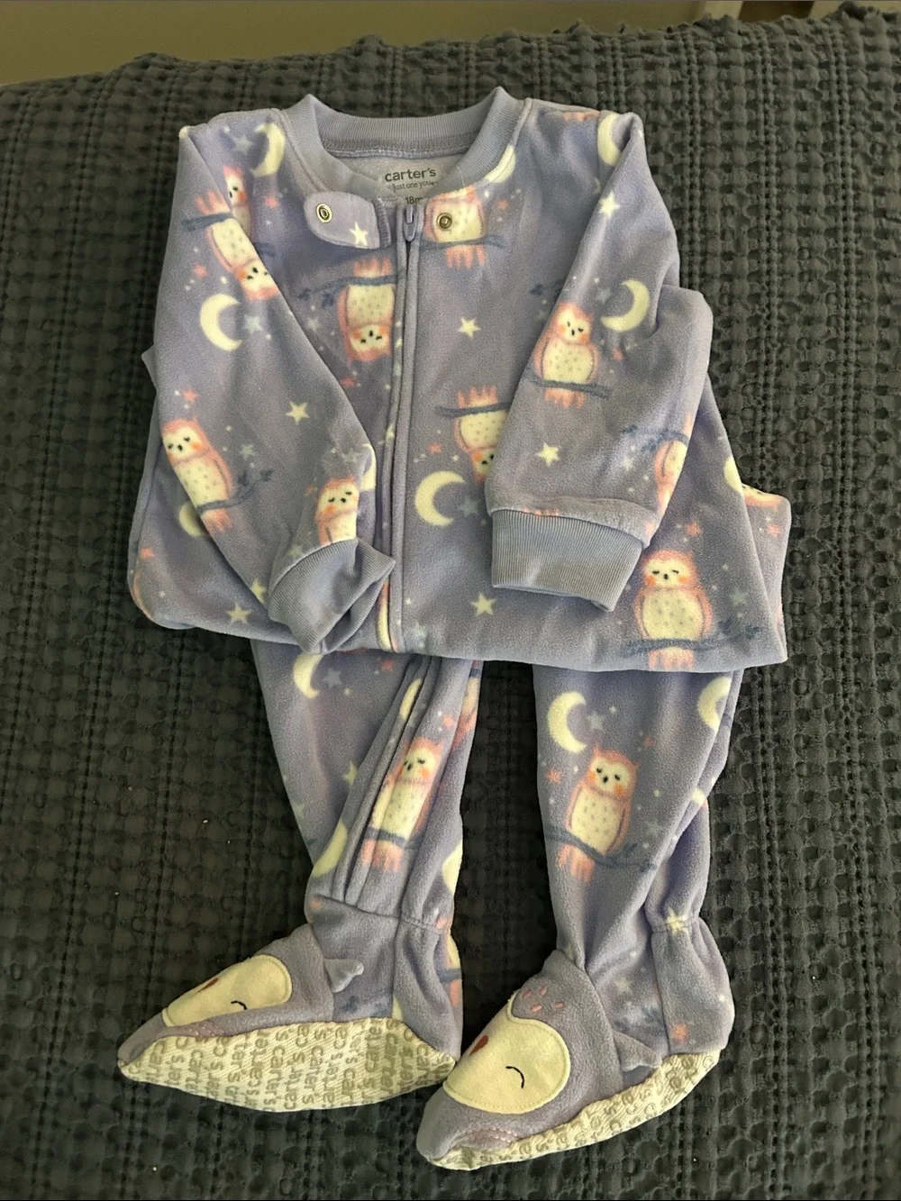 Carter's Purple Owl Footed Fleece Pajamas
